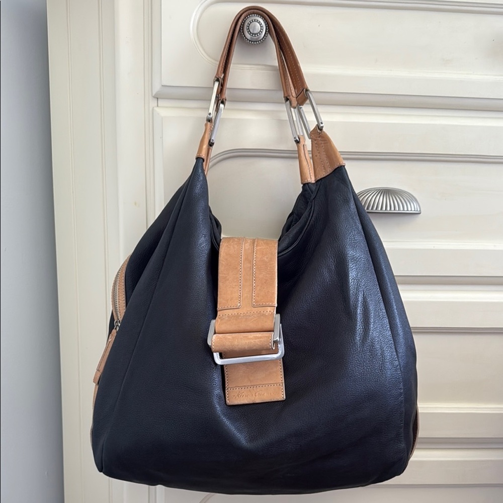 Elegant Black and Tan Hobo Bag